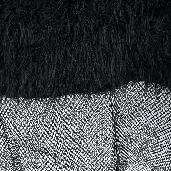 TOV Los Angeles Faux Fur Black Sweater Top w/ Net Accents Sz 42/M - Picture 6 of 6